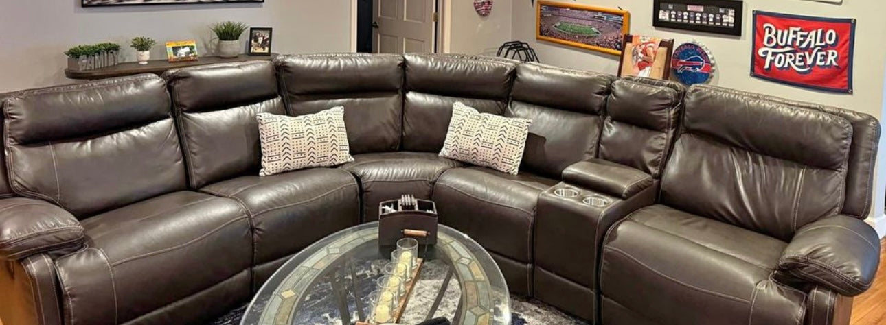 *Free Delivery* Faux Leather Reclining 3 Piece Sectional Couch with Storage and Power Ports