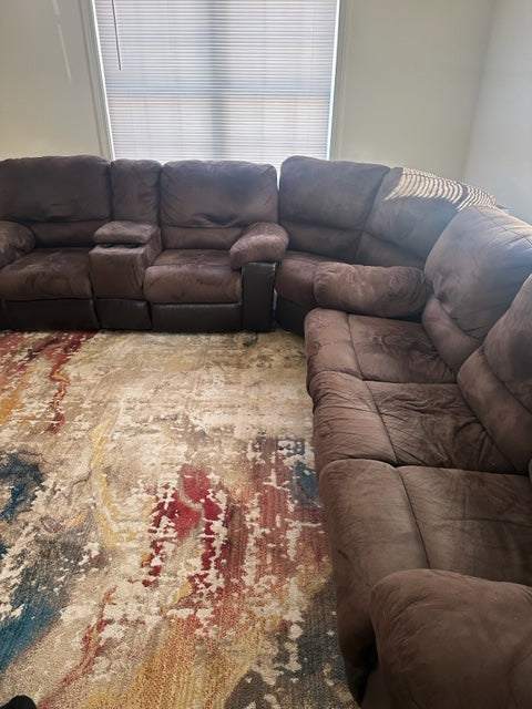 *Free Delivery* 3 Piece Reclining brown Sectional Couch