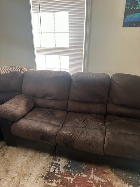 *Free Delivery* 3 Piece Reclining brown Sectional Couch