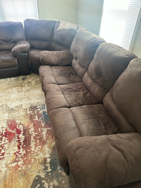 *Free Delivery* 3 Piece Reclining brown Sectional Couch