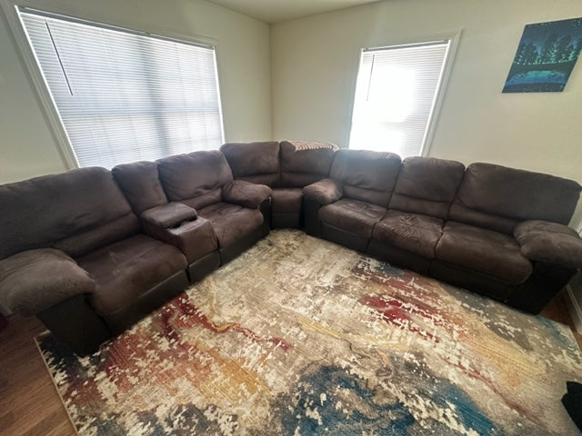 *Free Delivery* 3 Piece Reclining brown Sectional Couch