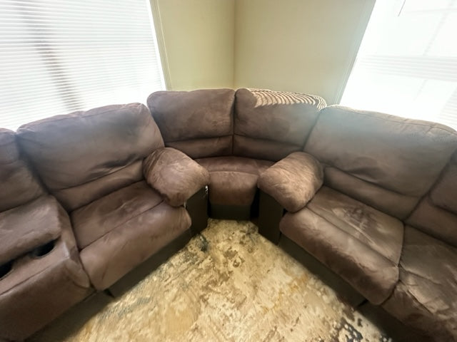 *Free Delivery* 3 Piece Reclining brown Sectional Couch